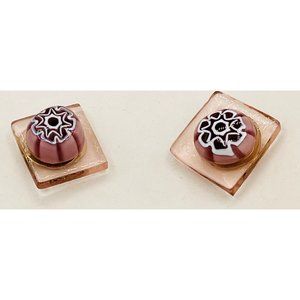 Killer Design Pink Purple and White Millefiori Glass Buttons - NEW